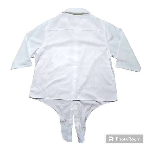 Coco + Carmen Harbour Tie Front Women's Shirt Color White Size L/XL 3/4 sleeve - Picture 3 of 11